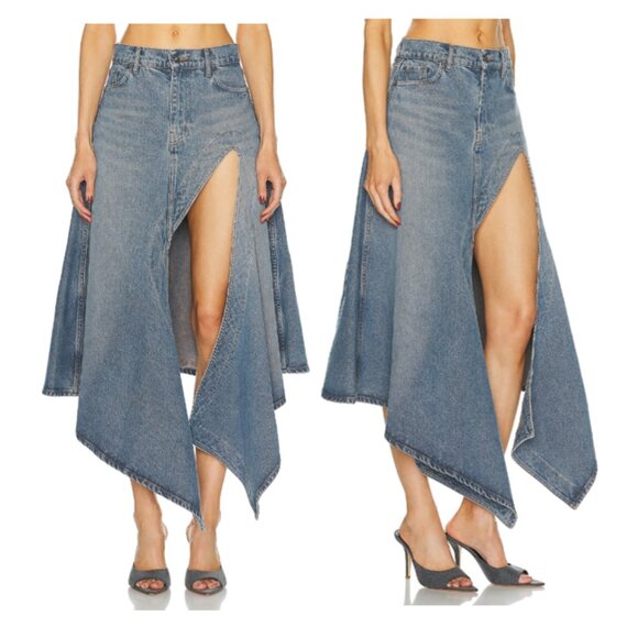 Y/PROJECT Dresses & Skirts - Y/PROJECT EVERGREEN CUT OUT ASYMMETRIC LOW RISE DENIM SKIRT SIZE SMALL PRELOVED